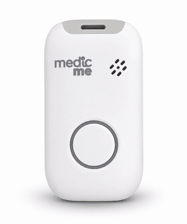 Frente do dispositivo MedicMe Essencial, com o Botão SOS